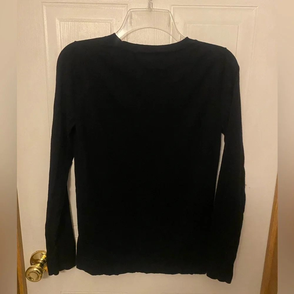 J. Crew Black Crewneck Long-Sleeve Teddie Sweater